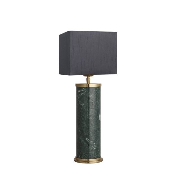 Marble Pillar Cylinder Table Lamp - Green & Brass Online now