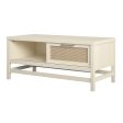 Lennon Coffee Table with Faux Rattan and Sliding Door For Cheap