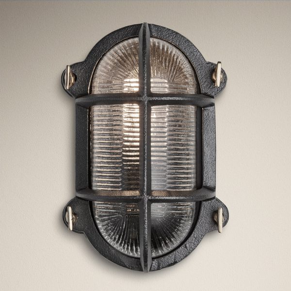 6 Inch Black Bulkhead Outdoor & Bathroom Oval Wall Light with Versatile Side & Rear Wiring Options Online Hot Sale