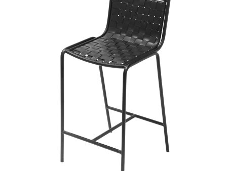 Berkley Black Metal Counter Height Stool - Black Leather Online Sale