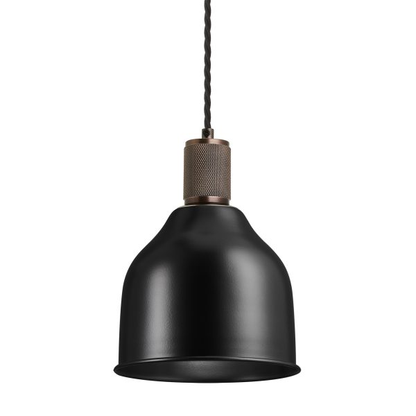 Knurled Cone Pendant Light - 7 Inch - Black Online now