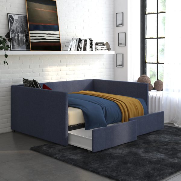 Upholstered Daybed with Wooden Slats and Storage Drawers Supply