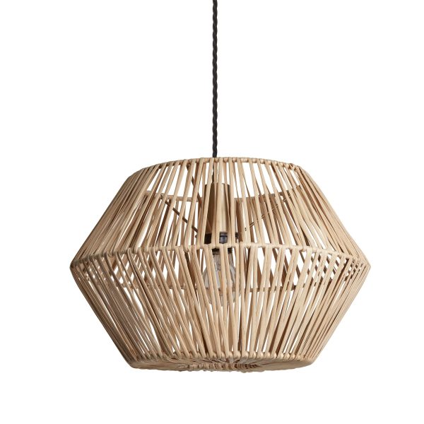 Boho Rattan Ceiling Pendant Light - 15 Inch - Hex - Natural Sale