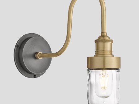 Swan Neck Outdoor & Bathroom Wall Light - Brass - Tube Glass For Discount