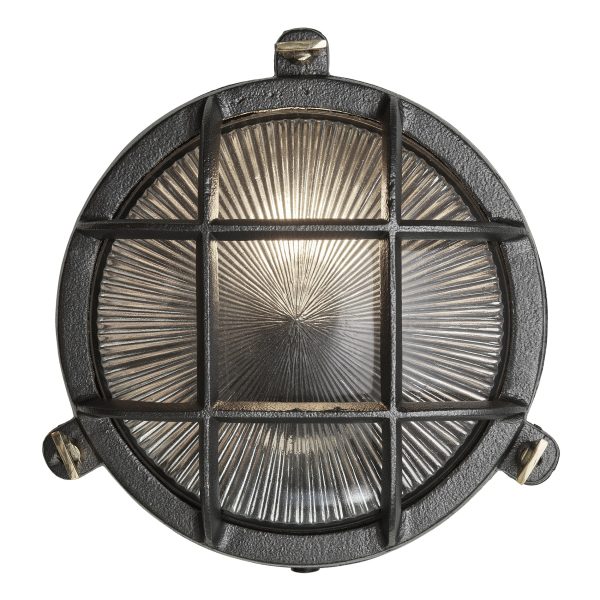 8 Inch Black Bulkhead Outdoor & Bathroom Round Wall Light with Versatile Side & Rear Wiring Options Supply