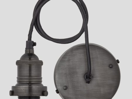 Brooklyn Cord Set ES E27 Bulb Holder - Pewter & Fabric Flex Online Sale