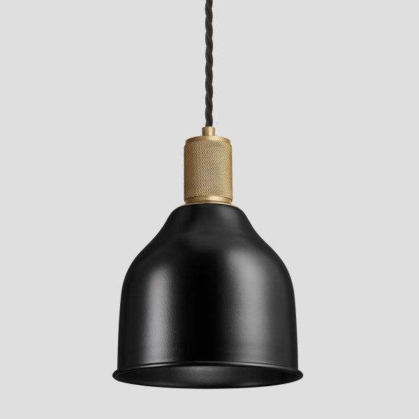 Knurled Cone Pendant Light - 7 Inch - Black Online now