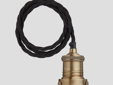 Brooklyn Cord Set ES E27 Bulb Holder - Brass & Fabric Flex - 2m - Without Ceiling Rose Online