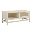 Lennon Coffee Table with Faux Rattan and Sliding Door For Cheap