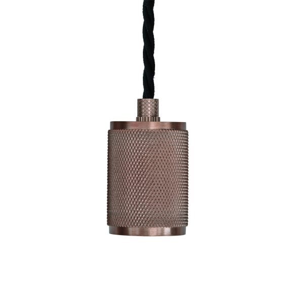 Knurled Edison Cord Set - Fabric Flex - Bronze - 2m - Without Ceiling Rose Supply