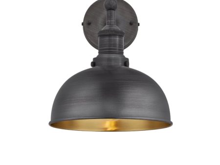 Brooklyn Dome Wall Light - 8 Inch - Pewter & Brass Online now