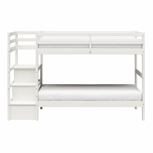 Zaire Wood Bunk Bed with Stairs and Shelves Online now