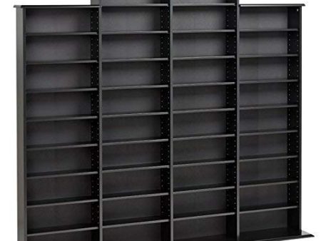 Prepac Quad Width Multimedia Wall Storage, Black Online now