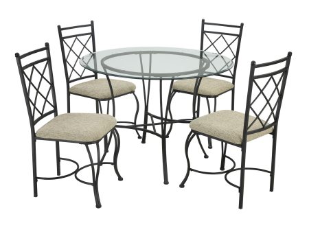 Traditional Glass Top Metal 5-Piece Dinette For Sale