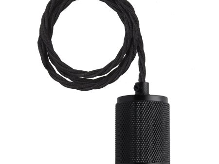 Knurled Edison Cord Set - Fabric Flex - Black - 2m - Without Ceiling Rose Discount