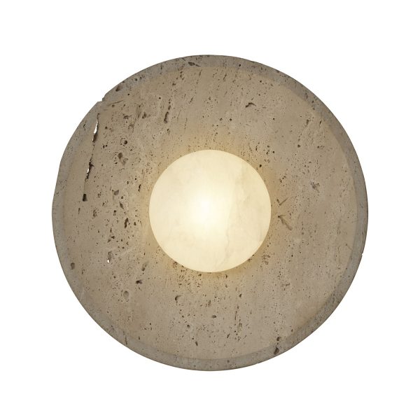 Travertine & Alabaster Diffuser Wall Light - 10 inch - Natural Online now