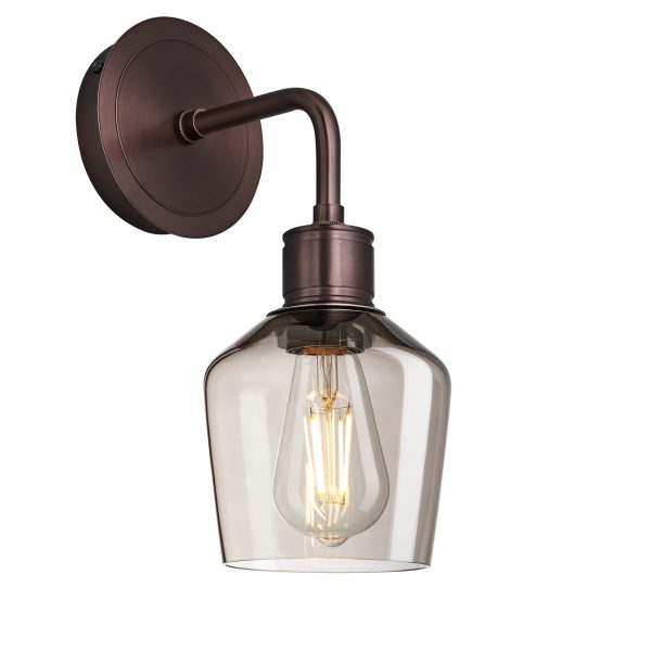 Albany Smoked Glass Schoolhouse Single Wall Light - 5.5 Inch - Mocha on Sale