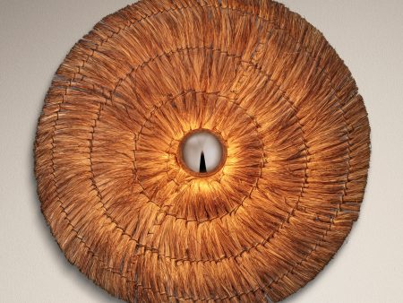 Moonj Natural Grass Round Wall Light Flush Mount - Brown Online Hot Sale