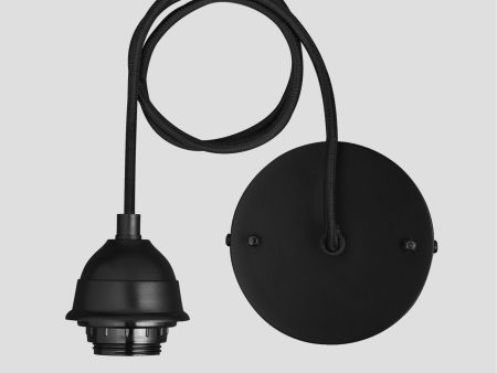 Old Factory Cord Set ES E27 Small Bulb Holder - Black Flex - Black Holder Supply