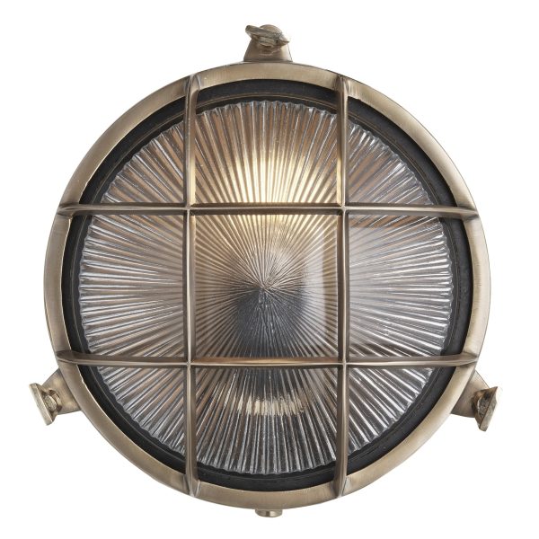 8 Inch Solid Brass Bulkhead Outdoor & Bathroom Round Wall Light with Versatile Side & Rear Wiring Options Cheap