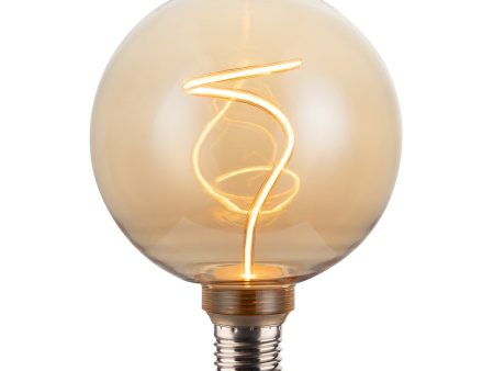 LED Twisted Filament Dimmable Bulb - 5W E27 Globe G125 - Amber Supply