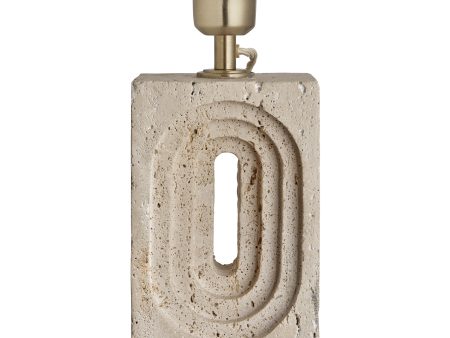 Travertine Rectangular Table Lamp - Natural & Brass - Base Only For Discount