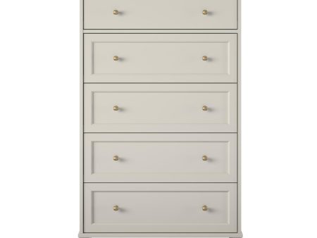 Monticello Tall 5 Drawer Dresser with Gold Accents For Discount