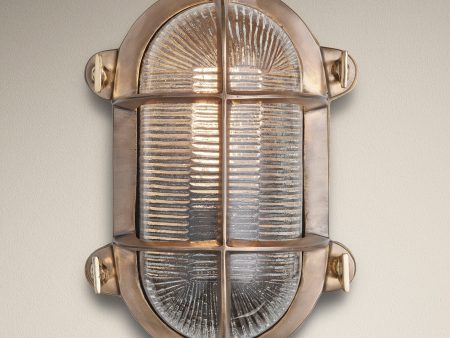 6 Inch Solid Brass Bulkhead Outdoor & Bathroom Oval Wall Light with Versatile Side & Rear Wiring Options Cheap