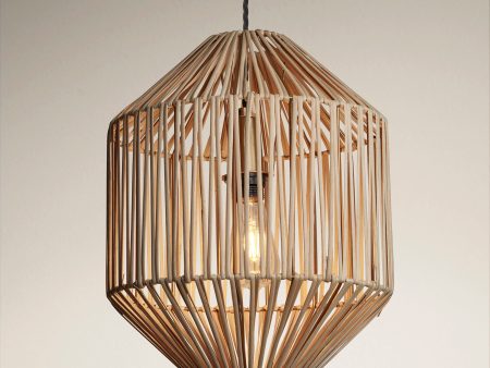 Boho Rattan Ceiling Pendant Light - 12 Inch - Diamond - Natural Sale