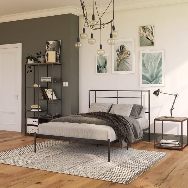 Praxis Metal Bed with a Geometric Headboard on Sale