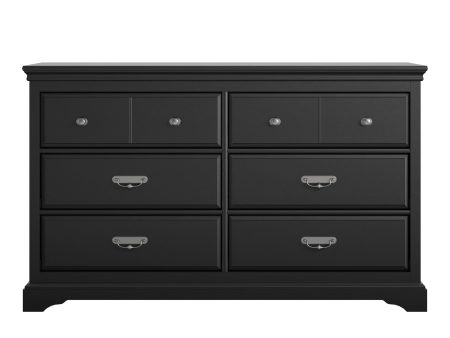 Bristol Traditional 6 Drawer Dresser with Elegant Moldings and Pewter Pulls For Sale