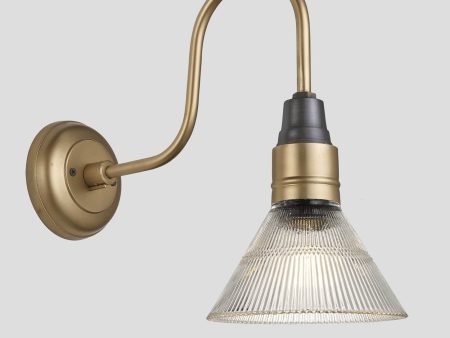 Swan Neck Glass Funnel Wall Light - 7 Inch - Brass For Sale