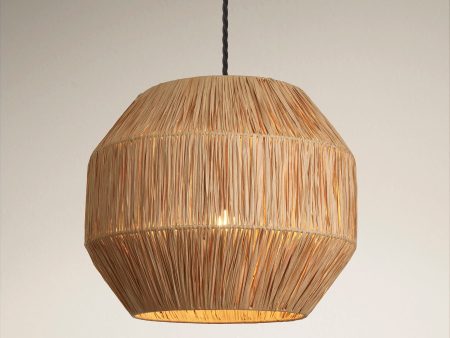 Raffia Ceiling Pendant Light - 16 inch - Globe - Natural Hot on Sale