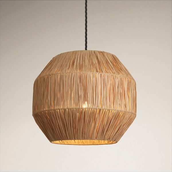 Raffia Ceiling Pendant Light - 16 inch - Globe - Natural Hot on Sale