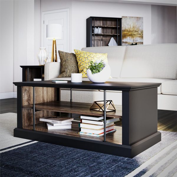 Hoffman Two-Toned Rustic Coffee Table with 2 Shelves Hot on Sale