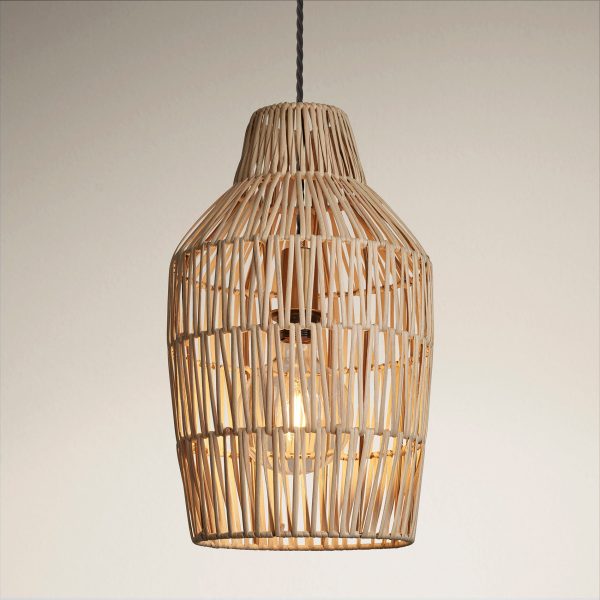 Boho Rattan Ceiling Pendant Light - 11 Inch - Vase - Natural Online now