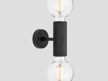 Knurled Edison Double Wall Light - Black For Discount