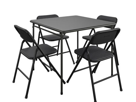 Premium 5-Piece Fabric Folding Chair & Classic 34 Vinyl Card Table Set on Sale