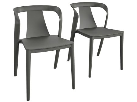 COSCO Curved Arm Dining Chair, Indoor Outdoor, 2-Pack, Graphite Online Hot Sale