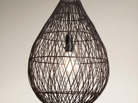 Coastal Rattan Ceiling Pendant Light - 16 inch - Drop - Black Hot on Sale