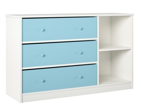 Mya Park Wide Dresser with 3 Fabric Storage Bins Online Sale