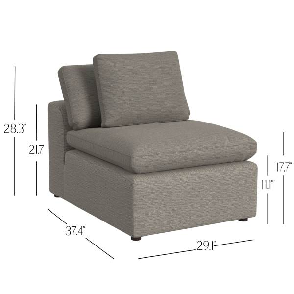 York Modular Pillow Top Armless Chair with Back Pillow Discount