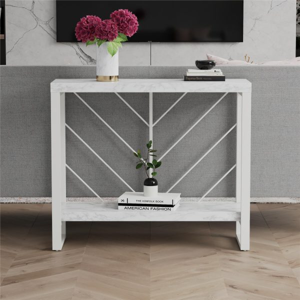 Brielle Console Table with 2 Shelves and Metal Base on Sale