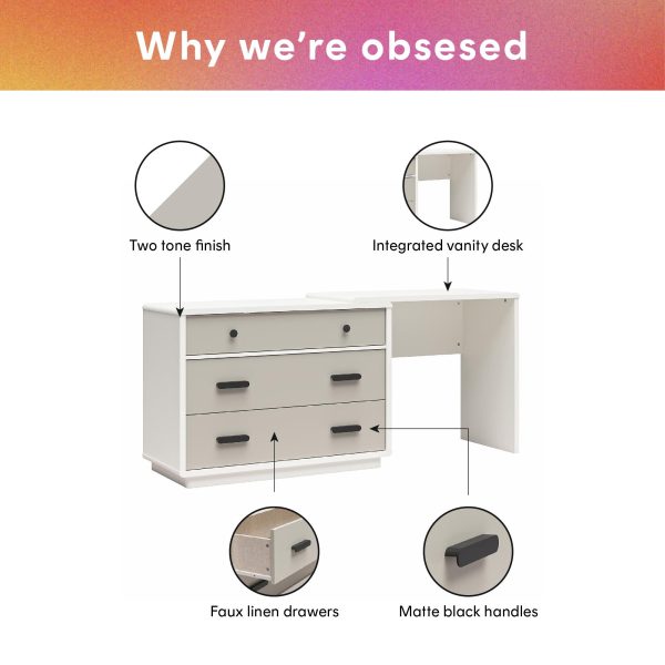 Valencia 3 Drawer Dresser and Desk Combo Discount