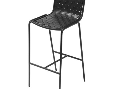 Berkley Black Metal Bar Stool - Black Leather Discount