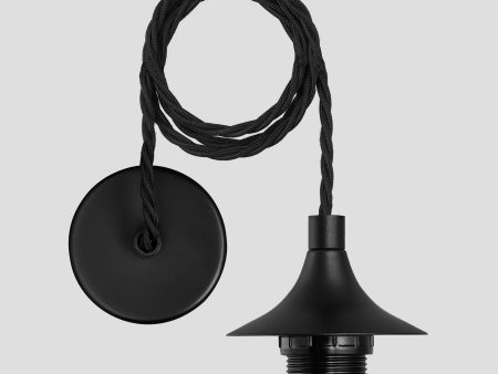 Chelsea Cord Set ES E27 Bulb Holder - Black & Fabric Flex Supply