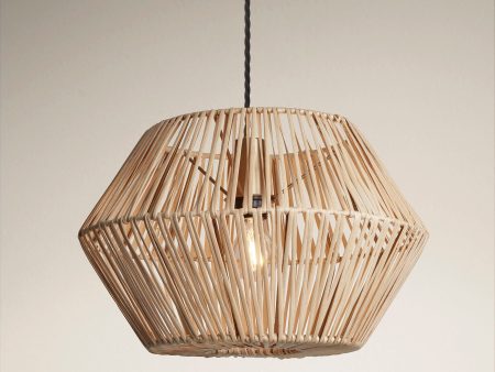 Boho Rattan Ceiling Pendant Light - 15 Inch - Hex - Natural Sale