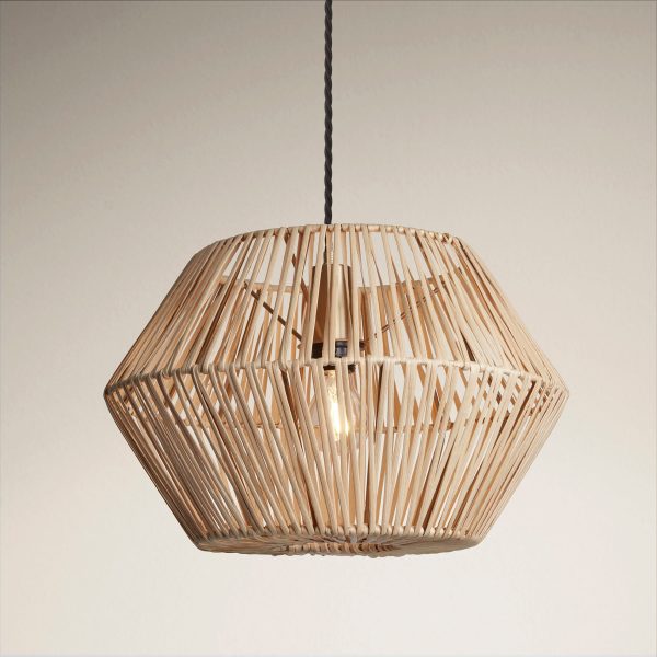 Boho Rattan Ceiling Pendant Light - 15 Inch - Hex - Natural Sale