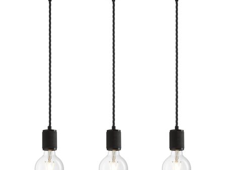 Knurled Edison Cluster Lights - 3 Wire - Black Online