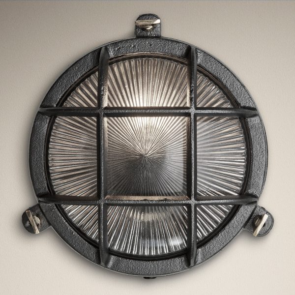 8 Inch Black Bulkhead Outdoor & Bathroom Round Wall Light with Versatile Side & Rear Wiring Options Supply